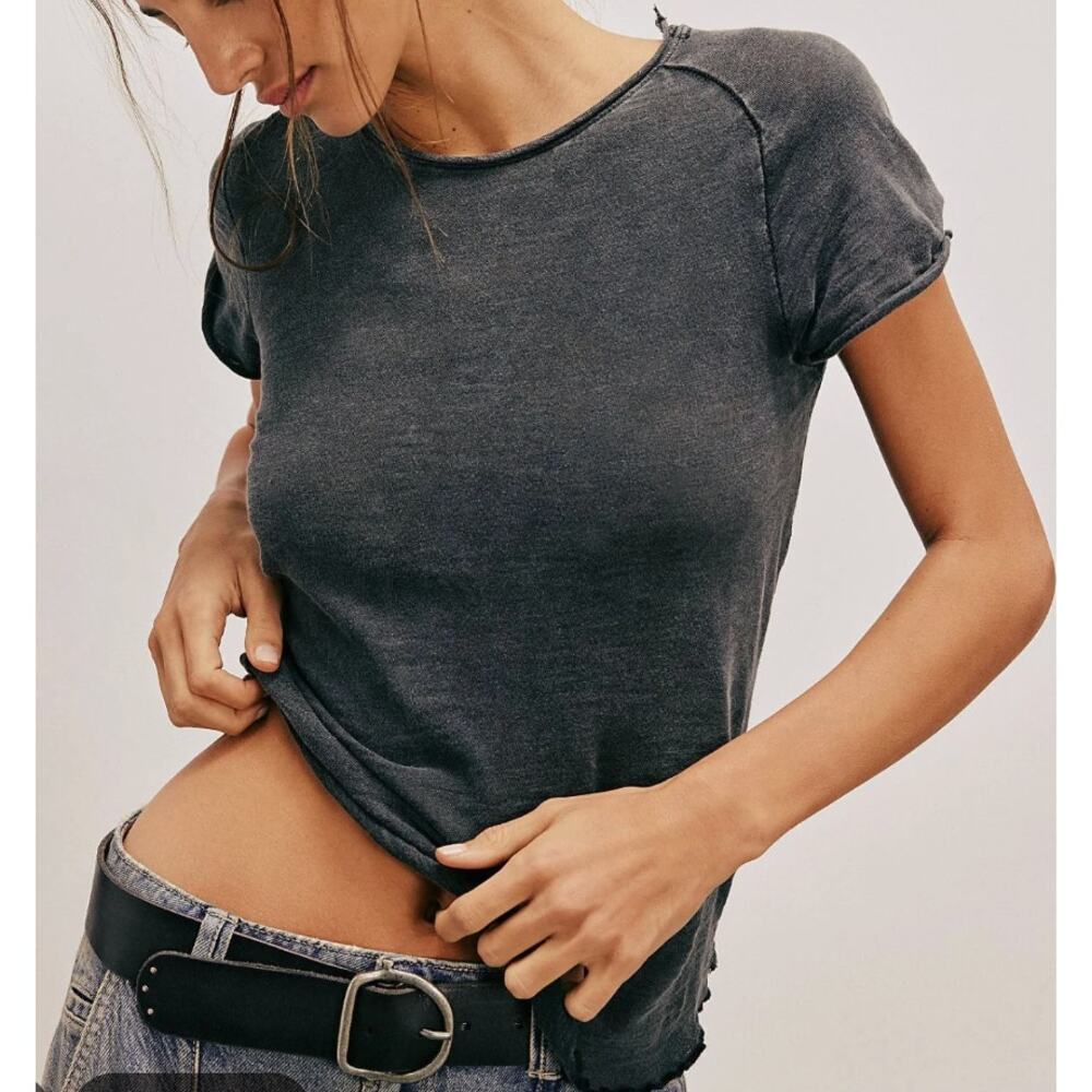 Free People NWOT Be My Baby Tee Blue Small - Picture 4 of 4